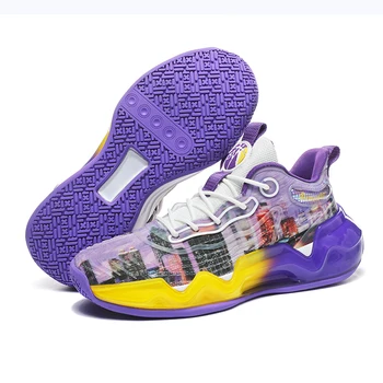 Висококачествени мъжки баскетболни обувки, устойчива на плъзгане тренировочная обувки, дишаща баскетболни обувки с висок берцем 39-45