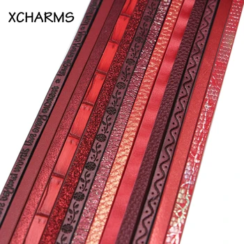 5 мм, Червена серия Плосък кабел от изкуствена кожа и въже направи си Сам Бижута и Аксесоари Материали за направата на гривни