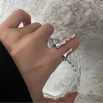 Пънк Геометрични течни пръстени във формата на Капки Лава, открити Пръстени във формата на Капка Вода за жени, Реколта метални пръстени сребро, Индивидуални бижута