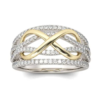 Аксесоари, европейското и американското модно дамско бъде позлатен пръстен, два тона годежен пръстен.