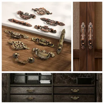 Бронзови дръжки на вратите на Дръжката на гардероба Старинни Дръжки за чекмеджета на шкафа Дръжки за мебели от с алуминиеви Профили