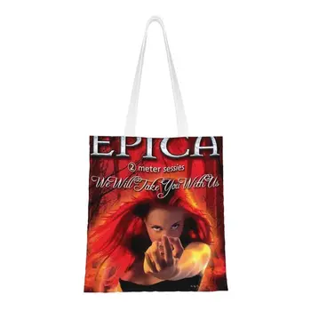 Симпатична чанта-тоут за пазаруване Epicas, процесът продукти за ужастиков хеви-метъл-рок-група, холщовая чанта за пазаруване