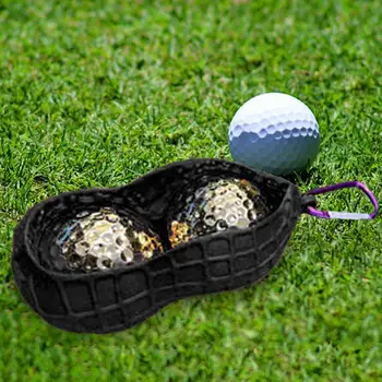Притежател на топка за голф във формата на фъстъци, двойни дупки, калъф за топка за голф с плетене на една кука, Преносим защитен калъф, калъф за топката, аксесоари