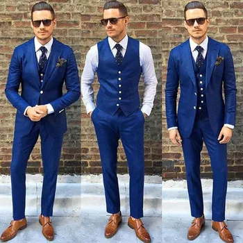 2023 Нов модерен кума Царски син сватбен костюм за мъже на най-новия дизайн Masculino Trajes De Hombre оборудвана модерен блейзър