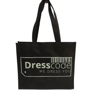 Продажбите на едро 500 бр./лот, черни тъкани торби за пазаруване с червени дръжки, печат на лого по поръчка, чанта-тоут от бутиковой тъкан