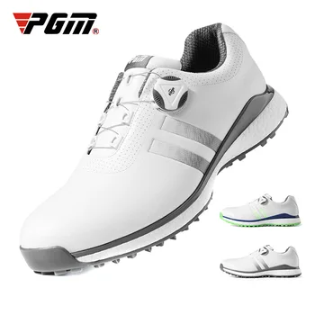 Мъжки обувки за голф PGM, мъжки водоустойчив нескользящие маратонки от TPU, спортни и ежедневни облекла от микрофибър XZ172 бял цвят