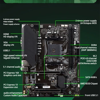 MAXSUN AMD B550M с процесор Ryzen 5 5600X DDR4 32GB [16GB * 2] Комплект дънната платка, 3200 Mhz Компоненти на настолен компютър за игри на дънната Платка MAXSUN AMD B550M с процесор Ryzen 5 5600X DDR4 32GB [16GB * 2] Комплект дънната платка, 3200 Mhz Компоненти на настолен компютър за игри на дънната Платка 3