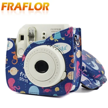 Калъф за фотоапарат с шарени океански свят с каишка от Изкуствена кожа, чанта през рамо, защитен калъф за Fujifilm Instax Mini 8 8 + 9