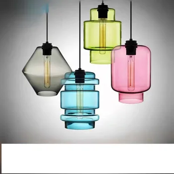 Скандинавски творчески окачен лампа от цветно витражного стъкло, магазин за дрехи, хотелска спалня, трапезария, склад топли напитки, Decr, осветителни тела, ютия