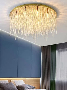 Кристална лампа с пискюли, през цялата постмодернистский луксозен таван за всекидневната, лампата за главната спалня, led creative осветление за ресторант