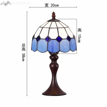 Настолни лампи Тифани в средиземноморски стил в минималистичном стил от стъкло за хола, прикроватной нощни шкафчета за спалня, настолна лампа, домашно осветление, Орнаменти
