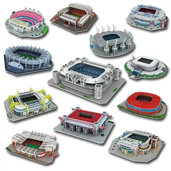 Feooe САМ Триизмерен пъзел, модел футболно игрище, изграждане на стадион, играчки за сглобяване