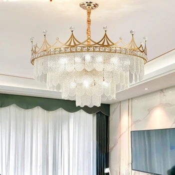 Led полилей, Crown, K9, кристално осветление стая, модерна Трапезария, спалня, подвесная полилей с двойно предназначение