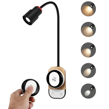Портативна led лампа за четене, 5 цвята и яркост, окачена лампа, plug-in hybrid чрез USB магнитен дистанционно/сензорен контрол, стенни аплици за кабинета