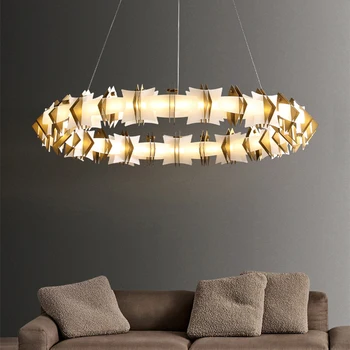 Модерна декорация, led окачен лампа, домашно подвесное осветление в скандинавски стил, окачена лампа във формата на кръг за хол/спални/трапезария