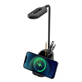 Безжична Зареждане на Настолни Лампи на Писалка Притежател на Притежателя Телефон, Лампа За Четене USB Настолна Лампа Защита на Очите Нощни осветителни Тела за Спалнята Кабинет