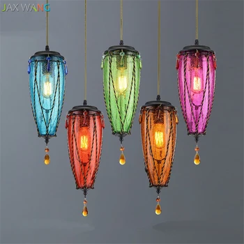 Креативни цветни стъклени висящи лампи Water Drop Подвесная лампа за дневна ресторант бар домашно осветление
