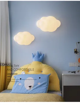 Облачно, с монтиран на стената лампа creative Nordic white cloud декоративен стенен лампа детска спалня нощни монтиран на стената лампа, без кабели
