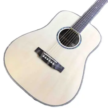 Изработена по поръчка на MILENA Изцяло От Масив Смърч 41-Инчов акустична китара в коледна елха