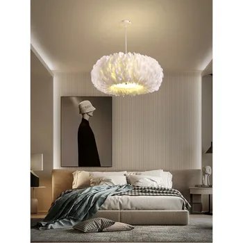 Интериор на стаята, led художествена полилей, висящ лампа, топла разпродажба и високо качество, скандинавски прост модерен перьевой шкаф за спалня