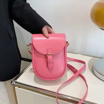 Дамска чанта за мобилен телефон с възможност за сгъване катарама, откриване чанта-месинджър, мини чанта-месинджър от изкуствена кожа, чанта за мобилен телефон за момичета, чанти