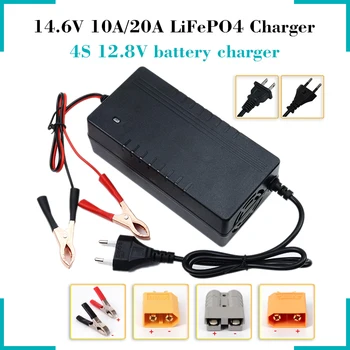 4S 14,6 В 10A 20A Lifepo4 Зарядно устройство 300 W за 12 12,8 В 14,4 v 50A 100A Литиево-железния батерията Бързо Зарядно устройство с Вентилатор на САЩ/ЕС