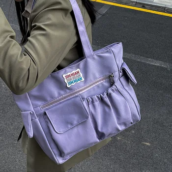 Чанта през рамо за момичета в Гимназията, Японската Ежедневни Найлонова Чанта, Чанта с Голям капацитет, Чанти и калъфи За Книги, Студентски Двигатели, Bolso Mujer Sac