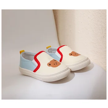 Дишаща цветна контрастная ежедневни обувки за деца с анимационни любимци принтом, първите проходилки, детски обувки парусиновая