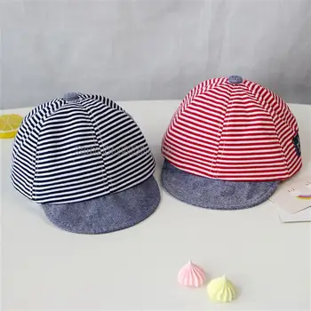 Лятна памучен детска шапчица от 1 година, скъпа ежедневни шапка в райе за малки момчета, меки корнизи, слънчеви шапки за момичета, шапки