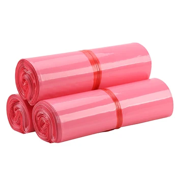 100 бр./лот, розова експрес-чанта, широко използван в електронната търговия, пощенски клон, експрес-компания, добра гъвкавост, за еднократна употреба адхезия