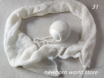 реквизит за снимки на новородени, стрейчевая вълнена шапка от мохера и дълга обвивка