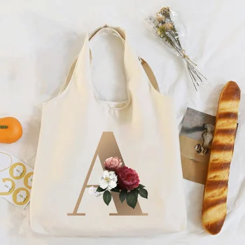 Эстетичная модерна Нова чанта за крайградски пътувания, чанта през рамо с писмото първоначалния модел, бежовата холщовая чанта-тоут за пазаруване, студентски чанта-тоут