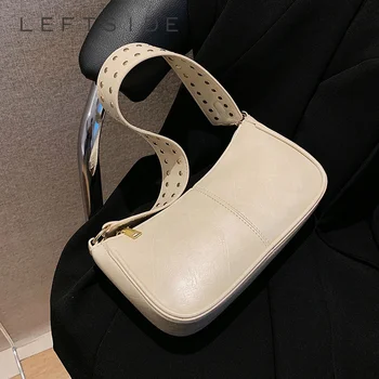 Малка чанта през рамо от изкуствена кожа за жени, моден хит, прости ретро чанти и портмонета, дамски чанта през рамо с нитове