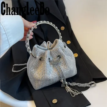 Дамска чанта, луксозна вечерна реколта чанта от съвсем малък с блестящи диаманти женствена чанта-клатч високо качество
