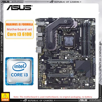 комплект дънната платка Intel Z270 ASUS ROG MAXIMUS IX FORMULA + I3 6100 процесор в LGA 1151 PCI-E 3,0 USB3.1 DDR4 64 GB 2 × M. 2 USB3.1 ATX