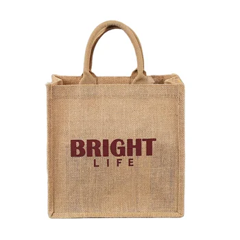 Продажба на едро 100 бр./лот, висококачествена чанта за пазаруване с принтом по поръчка, по-Голямата естествена дългогодишна чанта от Юта от Зебло за покупки на Плажа с Логото на