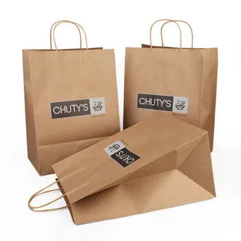Търговия на едро с 500 бр./лот, екологично чисти торбички от крафт-хартия с усукани дръжки, чанта за магазин за дрехи/подаръци/ храна/ Опаковка