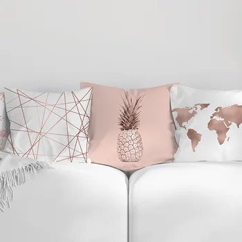 Квадратен Розово геометричен модел 45*45 см, декоративни калъфки за възглавници с абстрактен модел, калъфки за домашно мека мебел, украса кола