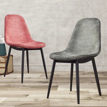Скандинавските трапезни столове за кухненски мебели с Модерен минималистичен стол за домашно ресторант със спокойна облегалка, Фланелевый творчески стол