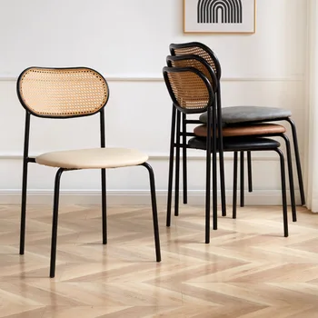 Трапезария стол от ратан е в скандинавски стил, дизайнерски Удобни минималистичные уникални трапезни столове с мека тапицерия за тераси Silla Comedor Мебели за дома