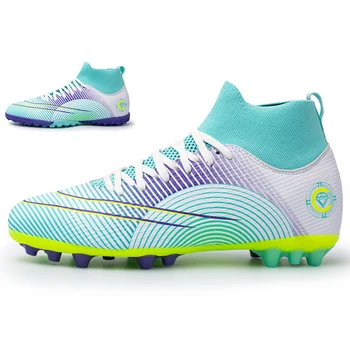 Футболни обувки с морава, детски футболни обувки с високи щиколотками, футболни обувки с тревата, унисекс, тренировочная обувки