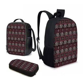 YIKELUO, модерна чанта за лаптоп с племенните принтом слон за тийнейджъри, издръжлив и водоустойчив раница за пътуване, ежедневни изолирано чанта за обяд Mochilas