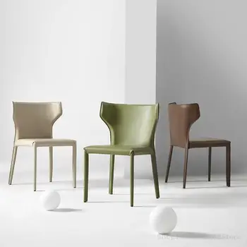 Скандинавски стол за дневна, кожен бяло Удобно дизайнерски стол, офис седлото, реколта мебели за дома Sedie Da Pranzo WSW35XP