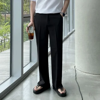SYUHGFA, нов модерен случаен директен костюми, панталони, мъжки корейски шик свободни обикновена панталони 2023, Нов стилен мъжки дрехи