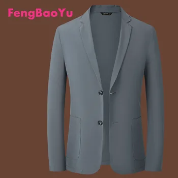 FengBaoyu Ice Silk Cool Sense Мъжки Слънцезащитен Костюм Летен Тънък Бизнес Еластичен Костюм Сиво Палто Удобна Мода Тенденция На Облекло