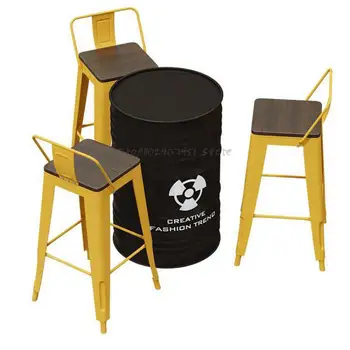 Комбинация от бюрото и стола в магазина чай с мляко железен стол с високата прическа и облегалка от масивна дървесина творческа кофа за масло промишлен вятърна бар прозрачен