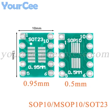 10шт SOP10 MSOP10 SOT23 за DIP-адаптер За SMD DIP10 Pinboard UNAX 0,5 мм/0,95 mm - 2.54 мм Печатни интегрални схеми SOP10