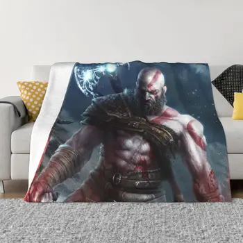 God Of War Kratos каре одеяло, калъф за дивана, руно, пролетта и есента игра карикатура, меко одеяло за дома, спално бельо за спалня