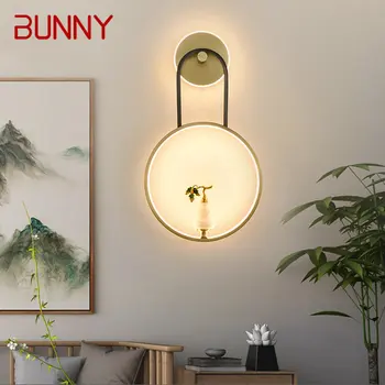 Месинг, с монтиран на стената лампа БЪНИ в китайски стил, в 3 цвята, Винтажное творческа аплици от тиква за дома, хол, Спалня, прикроватной нощни шкафчета