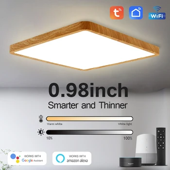 Тавана лампа на Hristo LED Square, интелигентно приложение Алекса Google Voice, плафониери с дистанционно управление за дома, Спалня, Всекидневна, Кухня